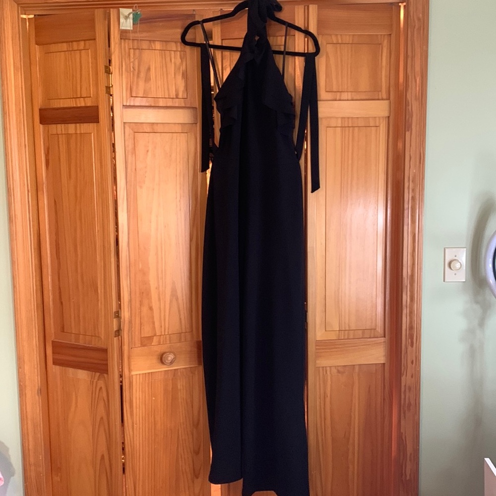 Bebe black halter top wide leg jumpsuit